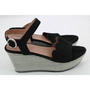 Homers Artisan Platform Wedge Saldals Black Velvet Gray sole size 36 5.5/6